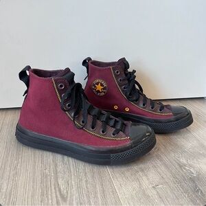 Converse Fleece Lined High-Top Sneakers - Maroon and Black